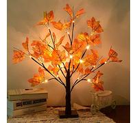 Autumn Maple Tree Lights, 45cm 24pcs LED Battery Powered Desk Maple Tree Lights Warm White, Autumn Decorative Leaves Fairy Lights for Party Halloween Thanksgiving Christmas, Autumn Harvest