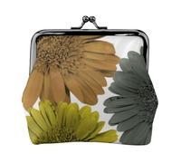 Autumn Modern Colors Gerbera Daisies Floral, PU Leather Coin Purse, Small Wallets, Change Pouch with Kiss Lock Clasp Buckle, Change Purse
