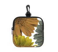 Autumn Modern Colors Gerbera Daisies Floral, Square Zipper Storage Bag, Neoprene Coin Purse, Small Wallets, Change Pouch, Change Purse