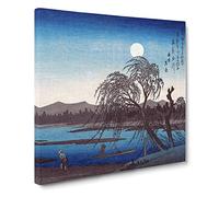 Autumn Moon on the Tama River by Utagawa Hiroshige Canvas Print | Gallery Wrapped 30mm Frame Wall Art | 20x20 inches | Ready to Hang | Asian Space Picture | Living Room Bedroom Lounge Office