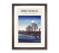 Autumn Moon On The Tama River By Utagawa Hiroshige Exhibition Museum Asian Japanese Framed Print | A2 Walnut Framed Wall Art | Ready to Hang | Asian Space Picture | Living Room Bedroom Lounge Office