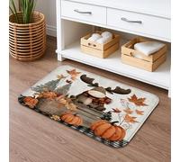 Autumn Moose Design Bath Mat, Rustic Fall Decor Absorbent Non Slip Shower Rug, Cozy Home Memory Foam Washable Bath Rugs for Bathroom Toilet Restroom Decorative 20x32 Inch