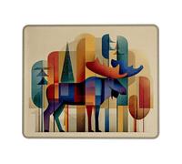 Autumn Moose Themed Desk Mouse Pad, Colorful Abstract Forest Design with Rustic Touch, Non-Slip Washable Mousepad for Home and Office Use Square 8x10 Inch