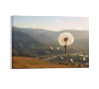 Autumn Mountain Framed Canvas Wall Art W/Dandelions in The Wind, Fall Landscape Farmhouse Wall Decor Poster, Wall Hanging Artwork for Living Room, 28x43CM, Give Thanks Gifts