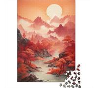 Autumn Mountain Landscape 1000 Piece Jigsaw Puzzle Paper for Adults Sunset River View Mindfulness Family Relaxation Home Decor Gift 38x26cm/1000pcs