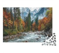 Autumn Mountain River 1000 Pieces Jigsaw Puzzle, Beautiful Autumn Mountain Stream Art, Wall Decoration, Educational Unisex Game, Challenging Adult Jigsaw, 38x26cm/1000pcs