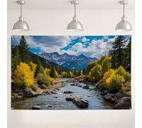 Autumn Mountain River Backdrop, Scenic Nature Photography Background for Indoor/Outdoor Events, Fall Themed Party Decorations 71x43 Inch