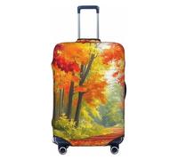 Autumn Mountain Road Yellow Autumn Leaves Elastic Travel Luggage Cover Suitcase Protector, Print Suitcase Baggage Cover Anti-Scratch