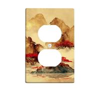 Autumn Mountain Scenic Light Switch Cover Plates/Outlet Covers, Red Maple Trees on Gold Landscape, Thermoplastic Wall Plates, Standard Size Single Duplex Outlet