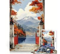 Autumn Mountain View Japanese Landscape Puzzle for Adults 1000 Pieces Critical Think Serene Escape Uniform Edges Festive Present (38x52cm)