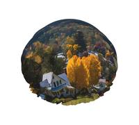 Autumn Mountains Double Layer Shower Cap for Women Waterproof and Durable Protects Hair During Bath, Beauty