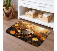Autumn Mouse Inspired Bath Mat, Fanciful Forest Design Absorbent Non Slip Shower Rug, Cozy Flannel Washable Mats for Bathroom Toilet Decor 16x24 Inch