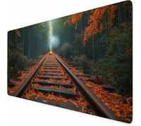 Autumn Mouse Mat 32X12inch Railway Gaming Mouse Pad, Large Mousepad with Non-Slip Rubber Base, Office Accessories with Stitched Edge, Washable Mousepad for Laptop, Office/Gaming, Room Decor -XZ50Z