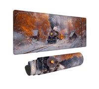 Autumn Mouse Pad Large 48x24x0.12inch, Train Gaming Mouse Pad Waterproof Desk Mat with 3MM Stitched Edges, Non-Slip Rubber Base Mousepad Computer Accessories for Gaming, PC, Laptop, Office -hjw26017Q