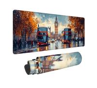 Autumn Mouse Pad Large 700x300x3mm, London Gaming Mouse Pad Waterproof Desk Mat with 3MM Stitched Edges, Non-Slip Rubber Base Mousepad Computer Accessories for Gaming, PC, Laptop, Office -hjw2601DY