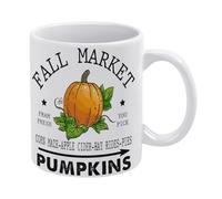 Autumn Mug,Fall Market Pumpkins Mug Funny Coffee Mug,Man Cave Prints,The Best Gift for Colleagues, Parents, and Grandparents, 110z Men and Women