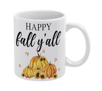 Autumn Mug, Pumpkin Harvest Decor,Thanksgiving Day Decor, Happy Fall Y'all Mug Funny Coffee Mug,Man Cave Prints,The Best Gift for Colleagues, Parents, and Grandparents, 110z Men and Women