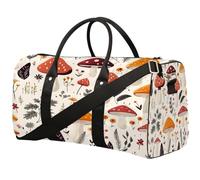Autumn Mushroom Fern Leaves Sports Tote Gym Bag for Men & Women, Water Resistant Foldable Travel Duffel Bag, Lightweight Carry-On Weekender Overnight Bag for Workout Hospital
