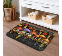 Autumn Mushroom Themed Quick Dry Bath Mat, Colorful Fungi Decorative Absorbent Non-Slip Shower Mat, Seasonal Memory Foam Washable Bath Rugs for Bathroom Toilet Restroom Decor 16x24 Inch