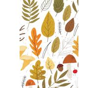 Autumn Mushrooms and Leaves Rustic Cottage Core 50 Watermark Blank Page Notebook/Journal