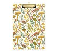 Autumn Mushrooms Leaves Cream Clipboard Acrylic Fashion Clipboards Letter Size Clipboards with Low Profile Metal Clip for Nurses, Lawyers, Doctor Offices