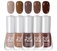 Autumn Nail Polish Sets - 5 Colors Nude Brown Series Nail Varnish Set - Neutral Maroon Chocolate Brown Quick Dry Nail Polish Set - Long Lasting Nail Varnish Sets for Women Nail Art DIY Salon at Home