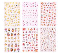 Autumn Nails Art Stickers 6 Sheets Maple Leaves Pumpkin Decals Adhesive Decoration For Thanksgiving Party Pumpkin Nail