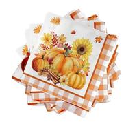 Autumn Napkins Thanksgiving Decorations - 40PCS 33x33cm Fall Paper Napkins with Pumpkin, Sunflower & Maple Leaf Design for Autumn Party Dinner Table Decor