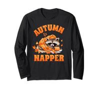 Autumn Napper Cozy Raccoon Pumpkin Fall Season Funny Long Sleeve T-Shirt
