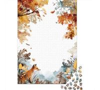 Autumn Nature Scene with Fox And Rabbit Jigsaw Puzzles Puzzle for Adults Kids. 1000 Pieces Great Gifts Challenge Toy Educational Games Home Decoration for Educational Games Gifts 70x50cm/1000pcs
