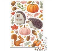 Autumn Nature Scene with Hedgehogs Jigsaw Puzzles Puzzle for Adults Kids. 1000 Pieces Impossible Challenge Toy Educational Games Home Decoration for Adults& Kids Age 14 Years Up 70x50cm/1000pcs