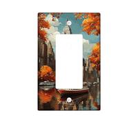 Autumn New York City Light Switch Cover Plates/Outlet Covers, Fall Foliage in Orange Hues, Thermoplastic Wall Plates, Standard Size for Home Decor Single Rocker