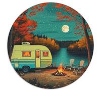 Autumn Night Lake Camping Car 1000 Piece Jigsaw Puzzle for Kids And Adults Warm Bonfire Starry Sky Scenery Colourful Jigsaws Challenge Games Fun Present & Activity 1000pcs (67.5x67.5cm)