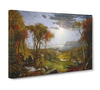 Autumn On The Hudson River By Jasper Francis Cropsey Canvas Print | Gallery Wrapped 30mm Frame Wall Art | 20x14 inches | Ready to Hang | Classic Landscape Picture | Living Room Bedroom Lounge Office