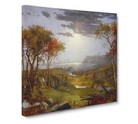 Autumn On The Hudson River by Jasper Francis Cropsey Canvas Print | Gallery Wrapped 30mm Frame Wall Art | 14x14 inches | Ready to Hang | Modern Landscape Picture | Living Room Bedroom Lounge Office