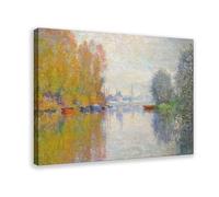 Autumn on The Seine at Argenteuil by Claude Monet Canvas Wall Art Print Poster For Home School Office Decor Frame 24x36inch