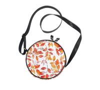 Autumn Orange Leaves Round Crossbody Camera Bag Women Practical with Adjustable Strap Women's Shoulder Handbags For Hiking Traveling Canvas Messenger Purse