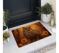 Autumn Owl Doormat, Pumpkin Sunflower Door Mat for Outdoor & Indoor Entrance Seasonal Decor, Rubber Waterproof Non-Slip Dust Absorbent Front Doormat, Easy Clean 29x17 Inch