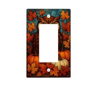 Autumn Owl Light Switch Cover Plates/Outlet Covers, Rustic Orange Owl with Pumpkins and Leaves for Fall Decor, Thermoplastic Wall Plates, Standard Size Single Rocker