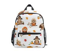 Autumn Owls Pumpkins White Backpack for Toddler Girls Boys, Mini Backpack, Autumn Owls Pumpkins White, S, Cool Soccer Print Backpacks