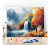 Autumn Paint by Numbers for Adults Beginners, DIY Paint by Numbers Landscape Easy Colored Canvas Drawing 80x60CM Oil Painting Arts and Crafts for Adults for Relax and Home Decor,Gifts for Women W6-568