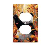 Autumn Panda Light Switch Cover Plates/Outlet Covers, Fall Foliage Design for Home Decor, Thermoplastic Wall Plates, Standard Size Single Duplex Outlet