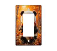 Autumn Panda Light Switch Cover Plates/Outlet Covers, Orange Foliage Wall Decor for Fall Accents, Thermoplastic Wall Plates, Standard Size Single Rocker