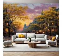 Autumn Panoramic Mural Wallpaper 390 x 260 cm City Streets Wall Mural Non-Woven Art Print Wallpaper Living Room Bedroom Sofa TV Backdrop Decoration Poster Picture Photo
