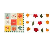 Autumn Paper Napkins Mushroom & Autumn Felt Leaf Garland Bundle