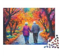 Autumn Park Elderly Couple 1000 Piece Jigsaw Puzzle Paper for Adults Relaxing Fall Scene Jigsaw Puzzle for Family Home Decor 38x26cm/1000pcs