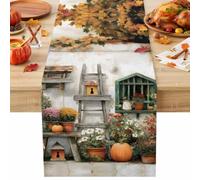Autumn Pastoral Floral Foliage Table Runner 72 Inches Long,Table Runners Kitchen Dining Tables Decoration for Home Party Decor, Ombre Foliage Retro Cottage Tables Runner Wedding Dresser Scarf