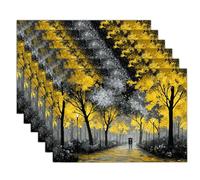 Autumn Path Oil Painting Table Mats Set of 2 Park Scenery Placemats for Kitchen Dinning Restaurant Place Mats for Table, 45x30cm, Golden Yellow