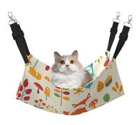 Autumn Pattern With Owl Fox Squirrel Birds Animal Print,Cat Hanging Hammock Soft Double Sided Hanging Bed for Small Dogs Pet,L