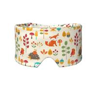 Autumn Pattern with Owl Fox Squirrel Birds Animal Print, Full Eye Covers Light Blocking Eye Mask Sleep Eye and Ear Muffs